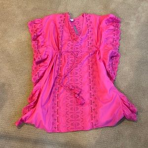 NWT jcrew coverup, tie waist and vibrant pink